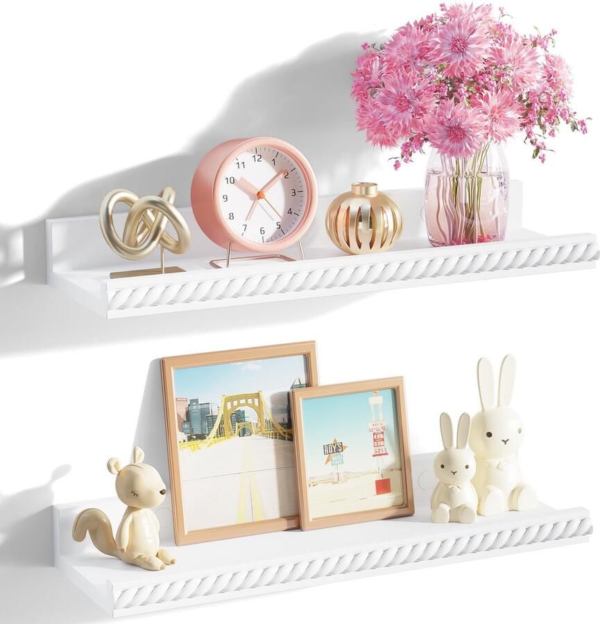 La'Moussawi Moderne L-vormige Houten Wandplanken Set voor Kamers in Huis