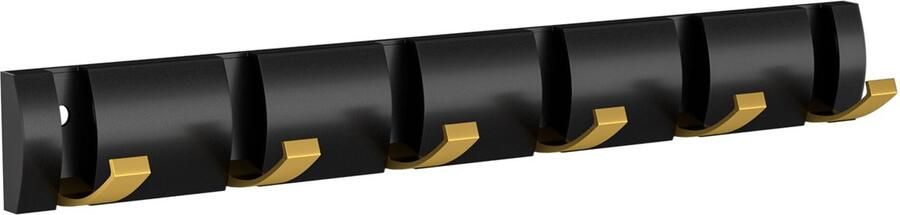 La'Moussawi Moderne Zwarte Metalen Wandkapstok met Inklapbare Haken voor Gebruiken 48 cm