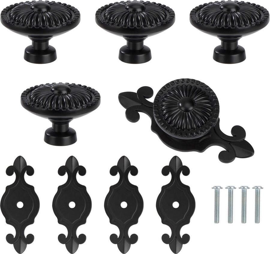 La'Moussawi Mooie Vintage Meubelknoppen voor Kasten en Lades in Stijlvolle Zwarte Afwerking