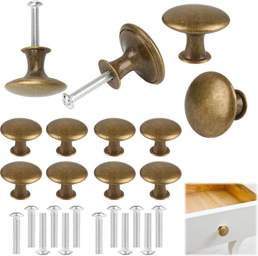 La'Moussawi Mooie Vintage Ronde Meubelknoppen Set van 12 voor Toepassingen met Eenvoudige Installatie