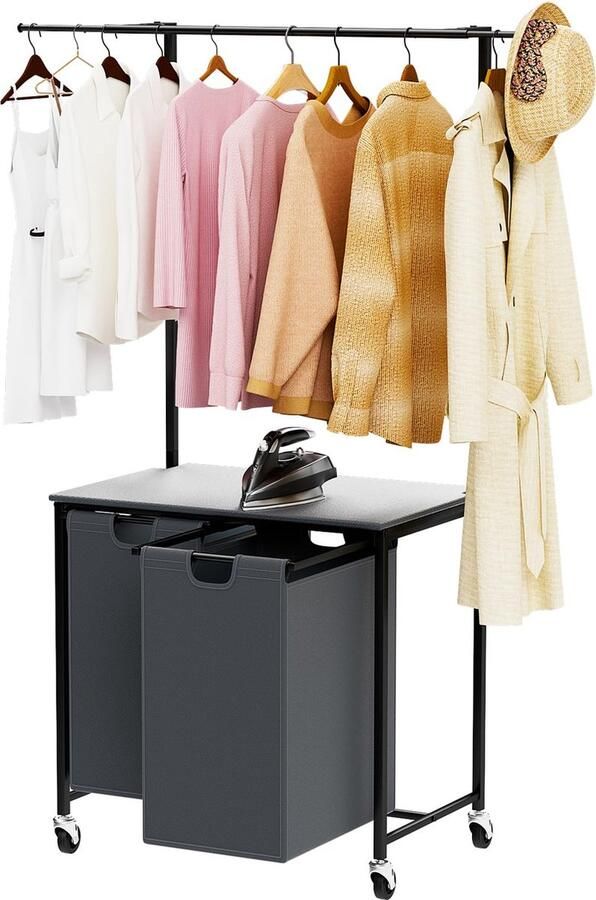 La'Moussawi Multifunctionele Waswagen met Strijkoptie en Afneembare Waszakken voor Gemakkelijk Sorteren en Organiseren