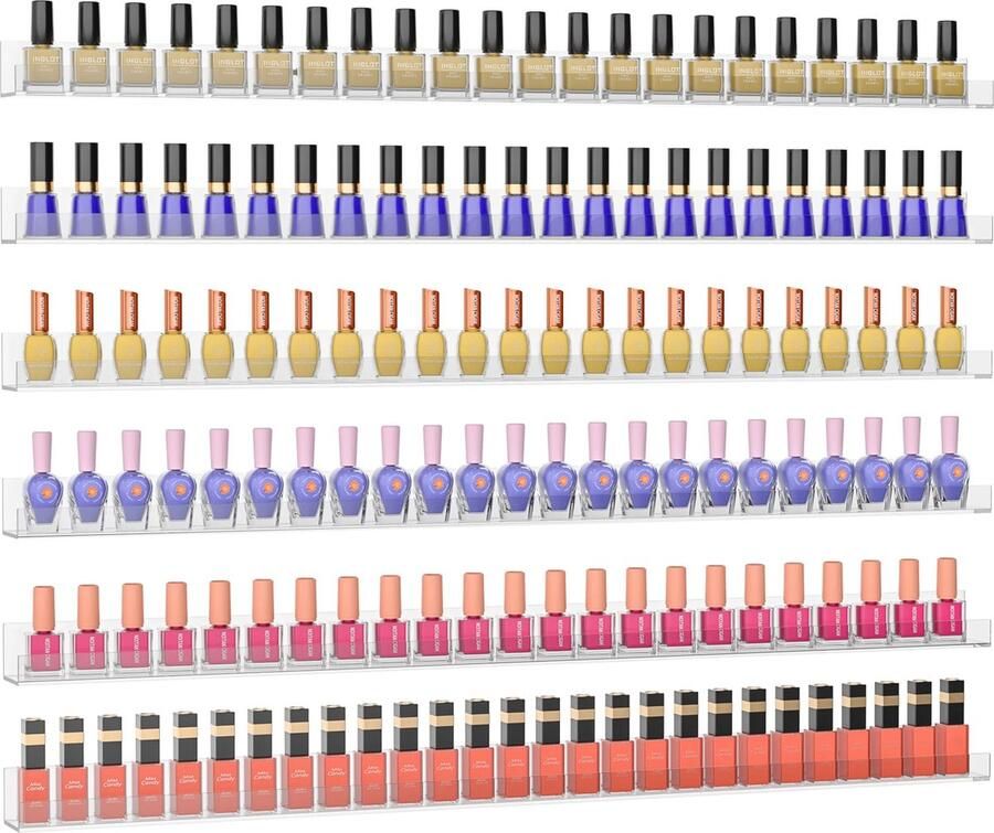 La'Moussawi Nagellak Wandorganizer van Transparant Acryl voor 192 Flessen Set van 6 Stuks