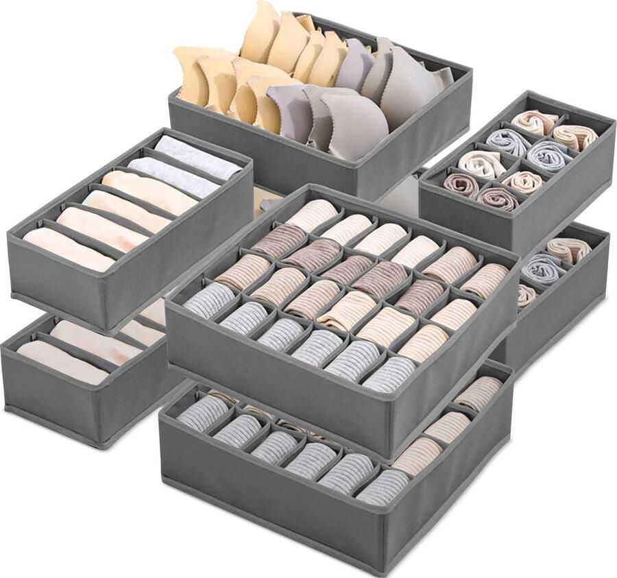 La'Moussawi Opvouwbare Lade-Organizer Set van 8 Stuks voor Efficiënte Kledingkastopslag
