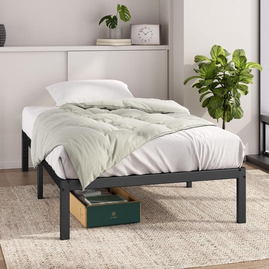 La'Moussawi Robuust Stalen Bedframe van 100x200 cm met Veilige Opbergruimte en Eenvoudige Montage
