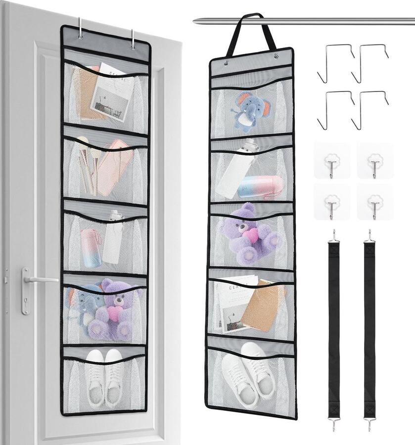 La'Moussawi Ruime Opbergoplossing met 5 Diepe Netvakken voor Deurmontage