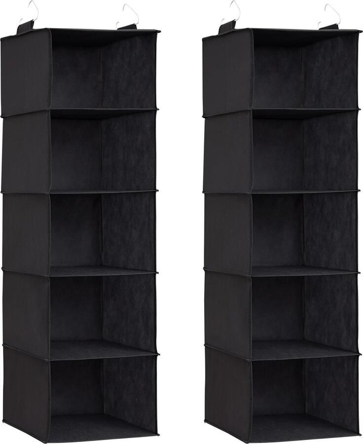 La'Moussawi Ruimtebesparend Hangend Opbergsysteem voor Kledingkasten met 5 Vakken en Metalen Haken Inclusief 2 Stuks