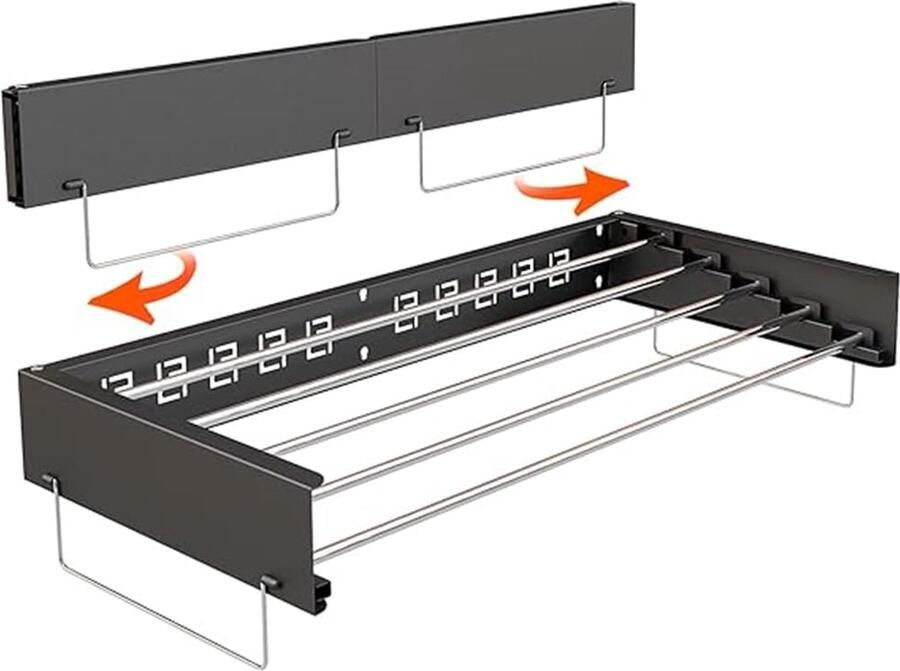 La'Moussawi Ruimtebesparend inklapbaar wanddroogrek met modern compact design in zwart