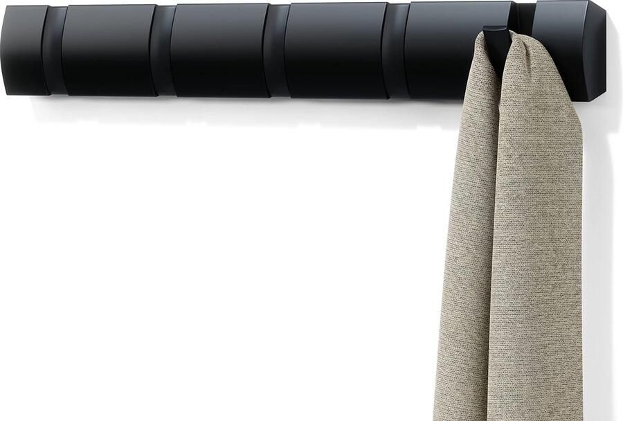 La'Moussawi Ruimtebesparende Muurkapstok met 5 Inklapbare Haken voor Accessoires