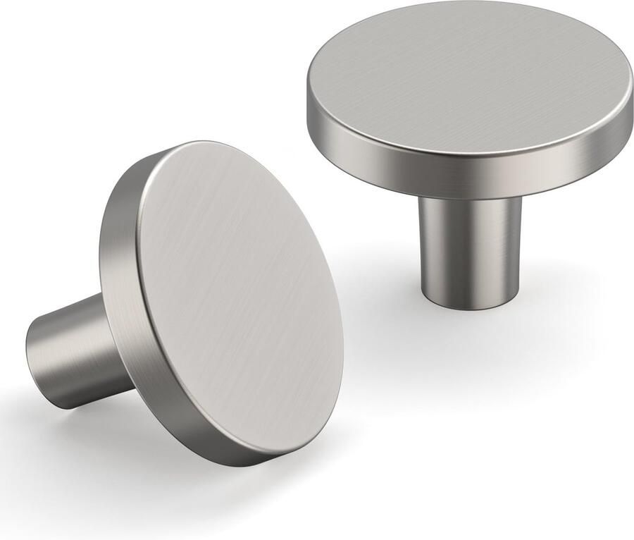 La'Moussawi Set van 10 Stijlvolle Geborstelde Nikkel Knoppen voor Meubels en Kasten