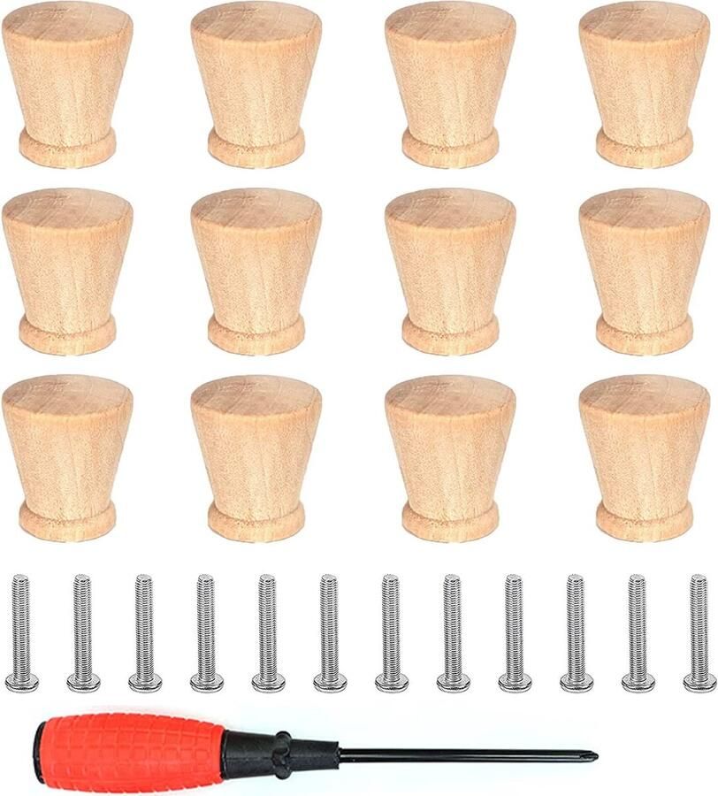 La'Moussawi Set van 12 Stijlvolle Ronde Houten Meubelknoppen voor Toepassingen