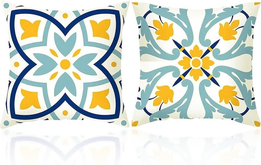 La'Moussawi Set van 2 Luxe Tuinkussenhoezen met Bloemenprint voor Buitenmeubels