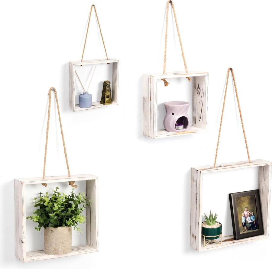 La'Moussawi Set van 4 Decoratieve Zwevende Planken voor Ruimtes in Huis