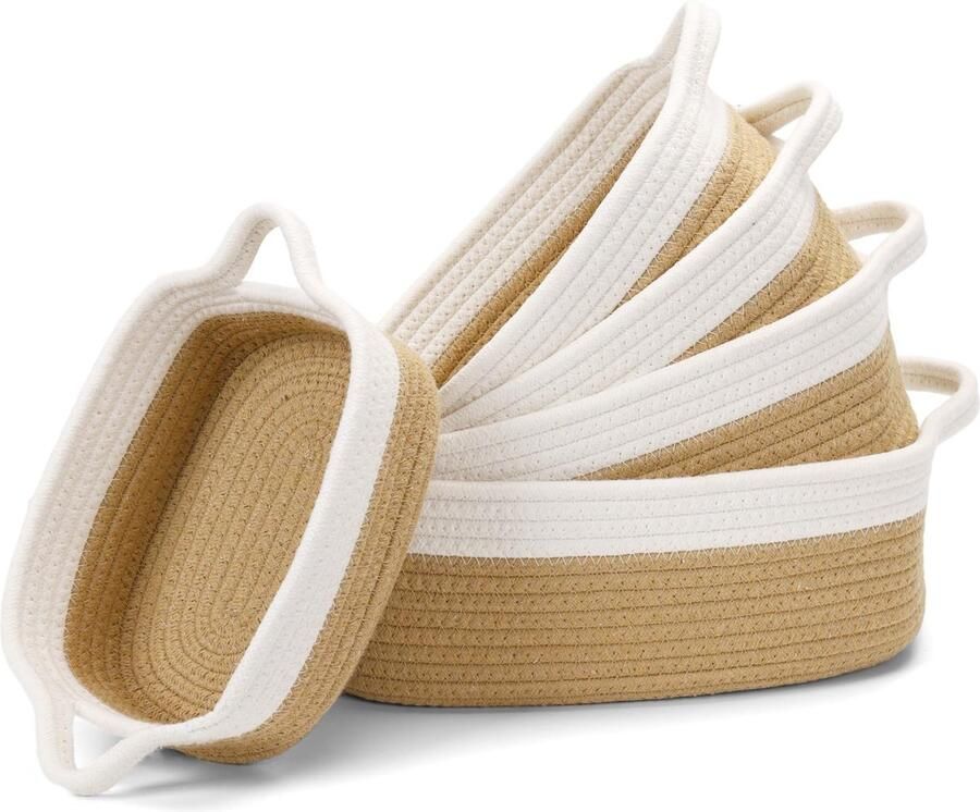 La'Moussawi Set van 5 Stijlvolle Gevlochten Opbergmanden voor Interieurstijl