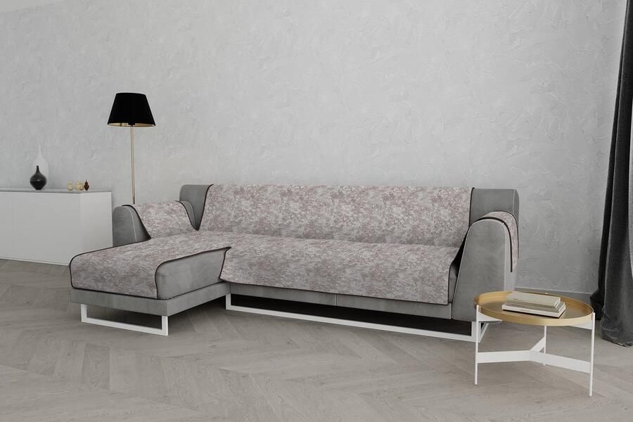 La'Moussawi Sfeervolle Italiaanse Sofa Overtrek voor Chaise-Longue Links in Luxe Bruin 290cm