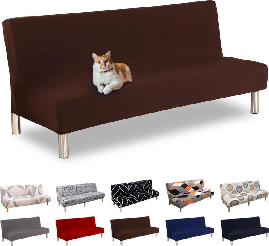 La'Moussawi Sofahoes Zonder Armleuningen voor Driezitsbank in Koffiekleur met Stretch en Elastische Pasvorm