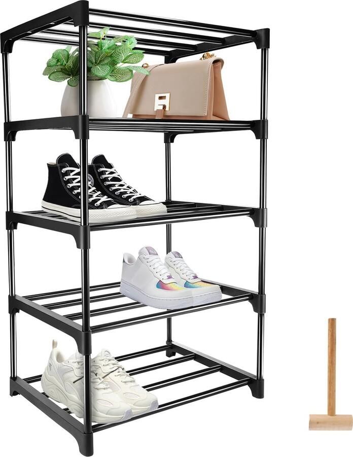 La'Moussawi Stapelbaar en Ruimtebesparend Schoenenrek van Metaal met 5 Niveaus voor 10 Paar Schoenen