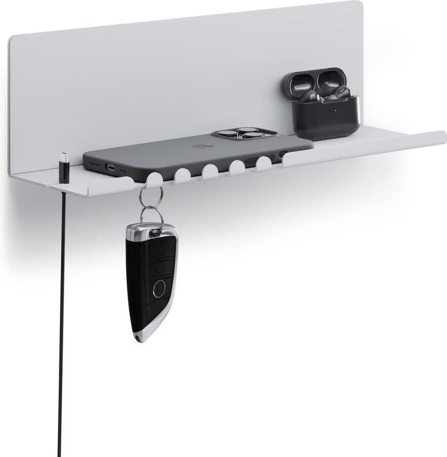 La'Moussawi Stijlvol en Functioneel Wandrek met Haken en Kabelhouder voor Ruimtes