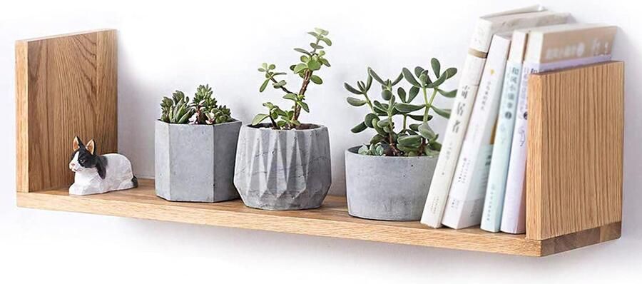 La'Moussawi Stijlvol Zwevend Wandplank van Massief Hout in U-Vorm voor Ruimtes