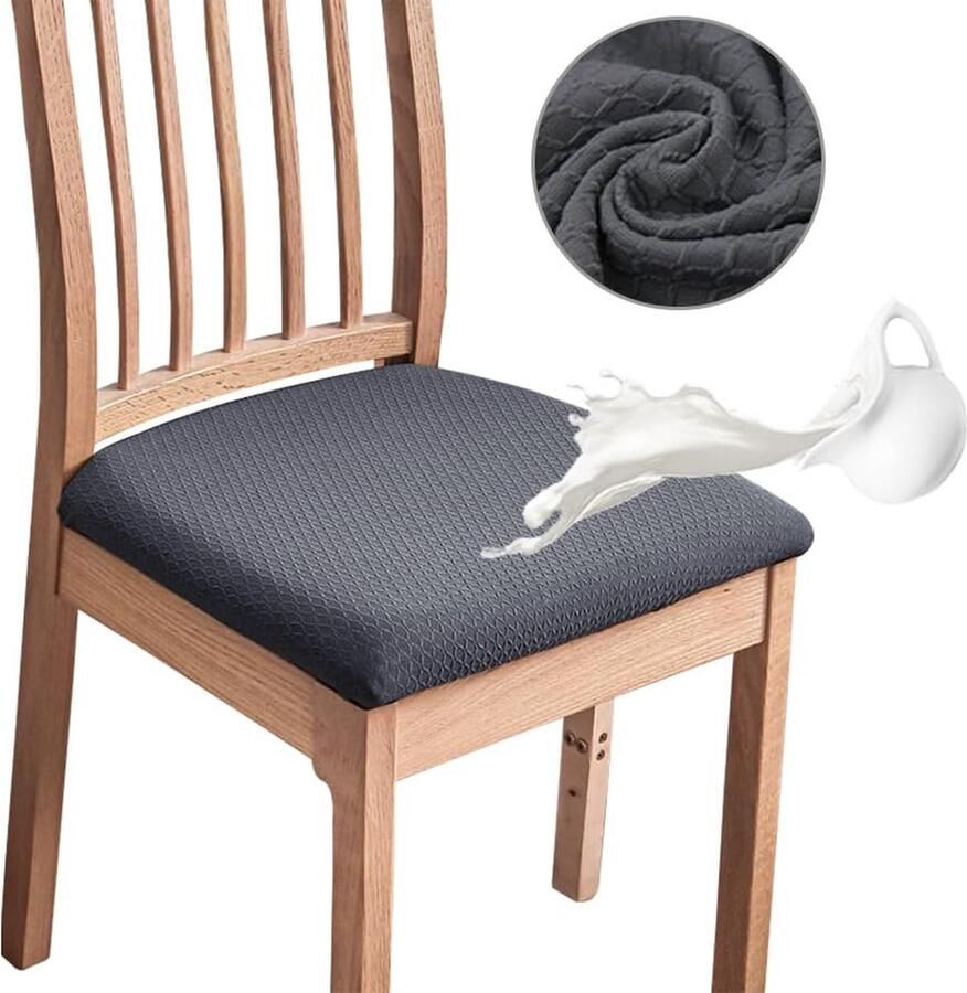 La'Moussawi Stijlvolle en Waterdichte Stoelhoezen voor Eetkamerstoelen Set van 6 Donkergrijs