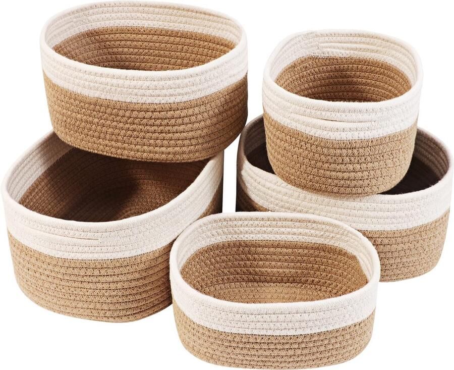 La'Moussawi Stijlvolle Gevlochten Katoenen Opbergmandenset voor Elke Kamer Praktisch en Decoratief