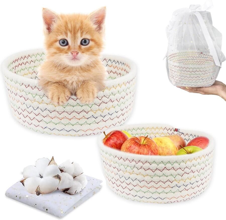 La'Moussawi Stijlvolle Gevlochten Opbergmanden Set van 2 voor Ruimtes in Huis