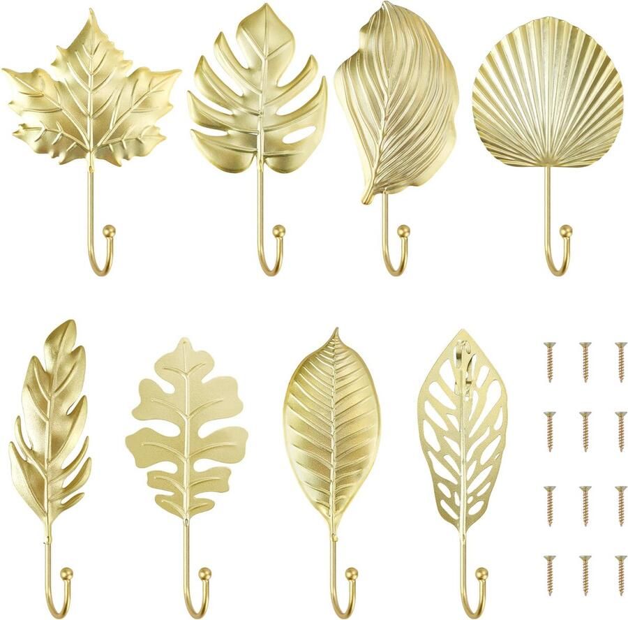 La'Moussawi Stijlvolle Gouden Wandhaken in Bladvorm voor Ruimtes