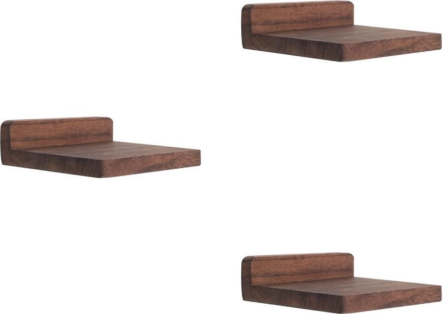 La'Moussawi Stijlvolle Houten Wandplanken voor Compacte Ruimtes Set van 3 Zwevende Planken