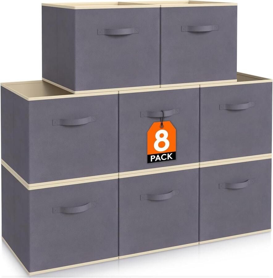 La'Moussawi Stijlvolle Opvouwbare Opbergdozen Set van 8 voor Kleding Handdoeken en Boeken in Grijs