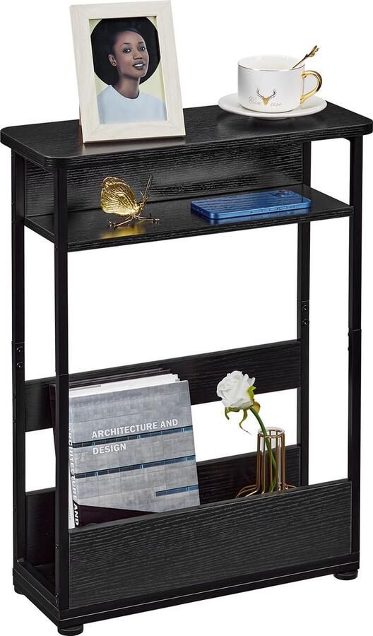 La'Moussawi Stijlvolle Slanke Bijzettafel met Opbergruimte voor Compacte Ruimtes in Huis