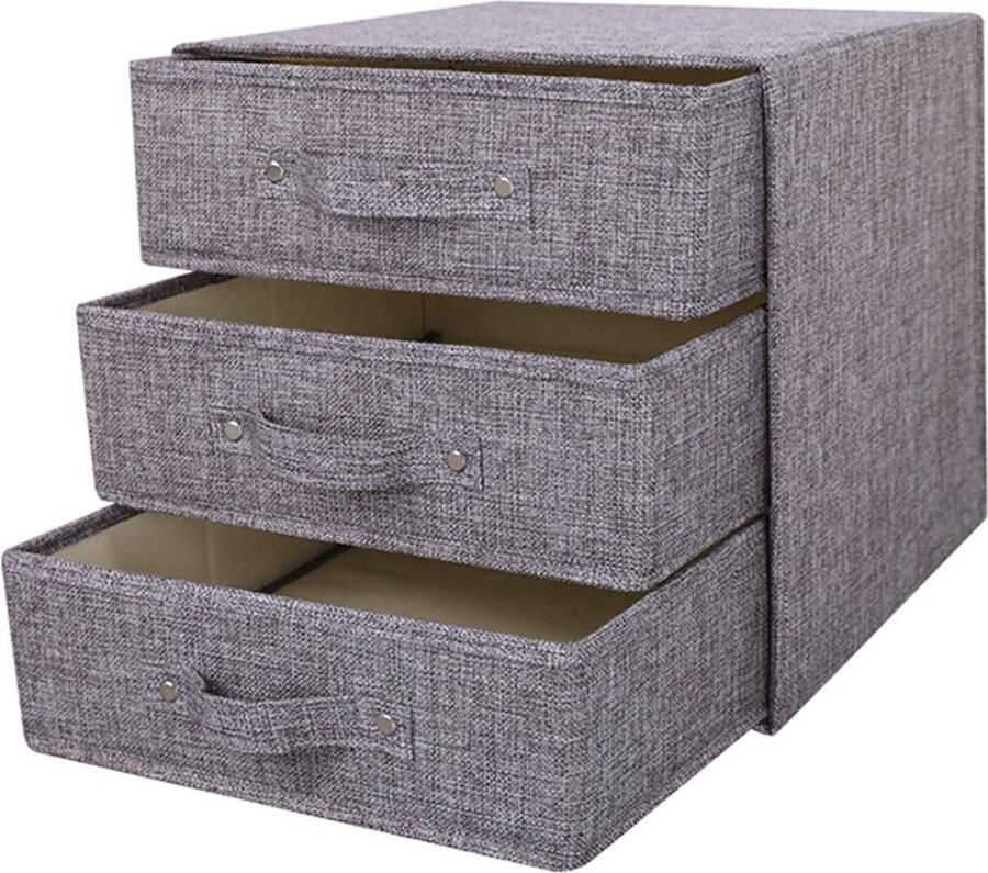 La'Moussawi Stijlvolle Stoffen Ladeorganizer met Drie Grote Schuifvakken voor Sokken Kleding en Meer