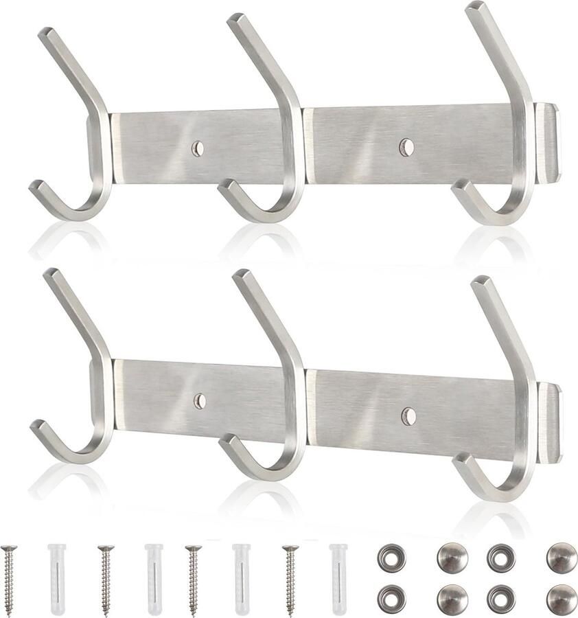 La'Moussawi Stijlvolle Wandgemonteerde Kapstok Met Roestvrijstalen Haken Voor Ruimtes