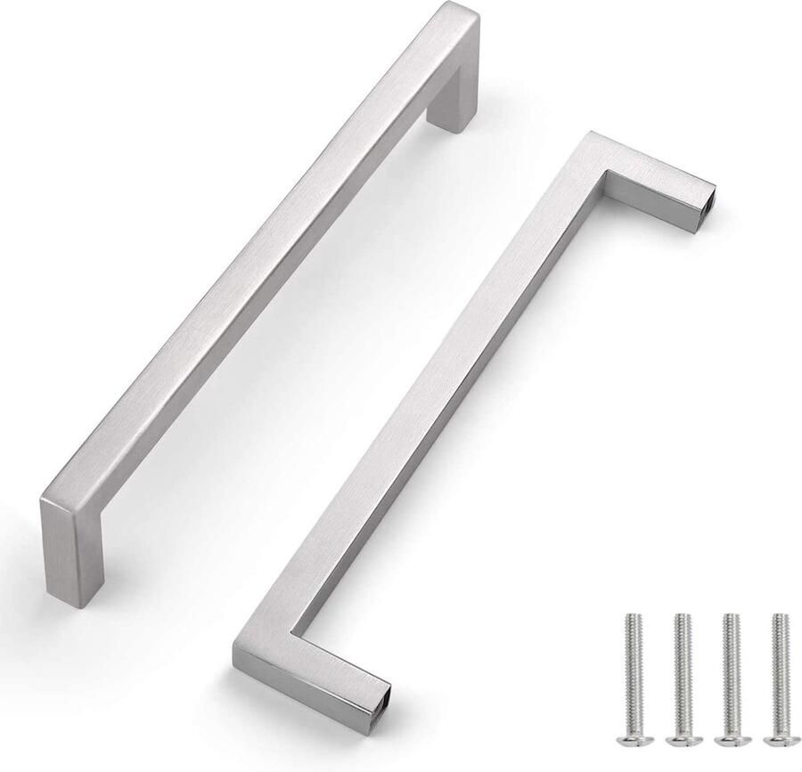 La'Moussawi Stijlvolle zilverkleurige roestvrij stalen meubelgrepen voor kast en lade met schroeven
