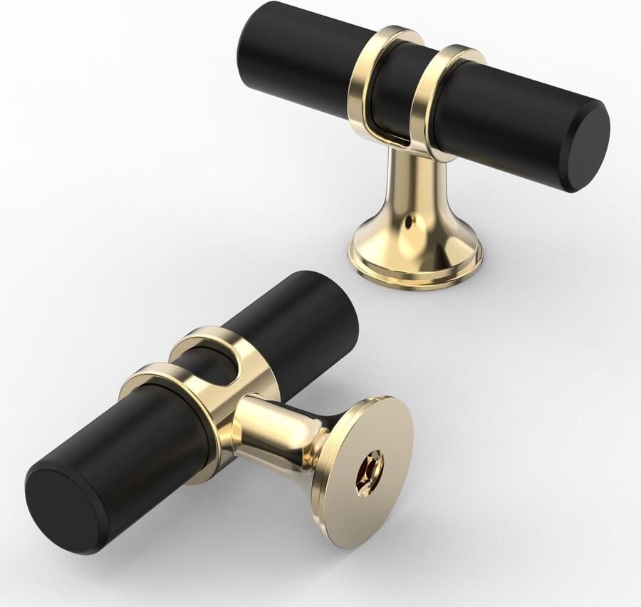 La'Moussawi Stijlvolle Zwart-Gouden Meubelknoppen Set van 10 voor Oppervlakken