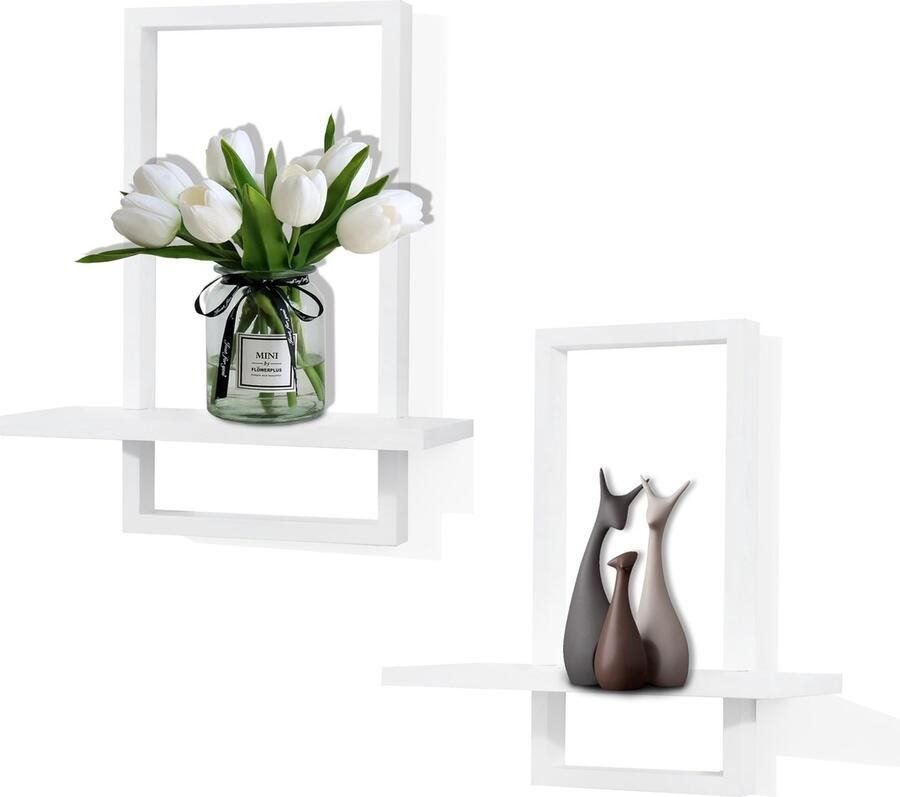 La'Moussawi Stijlvolle Zweedse Wandplanken Set van Hout met Extra Oppervlak voor Decoratie