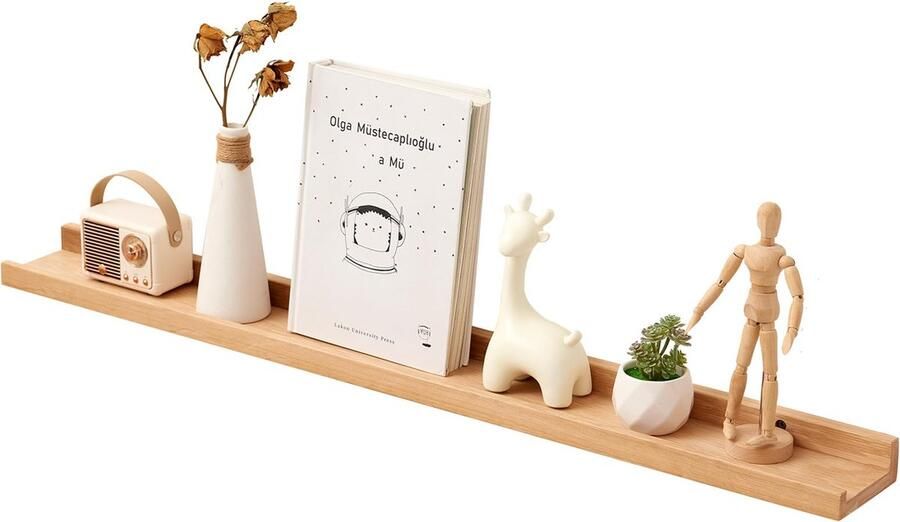 La'Moussawi Stijlvolle Zwevende Houten Wandplank van Massief Eiken voor Ruimtes