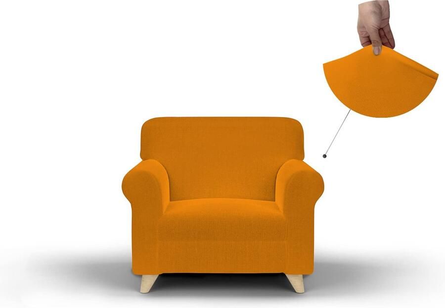 La'Moussawi Superieure Bi-elastische Bankhoes in Oranje met Perfecte Pasvorm voor 1-Zitsbank