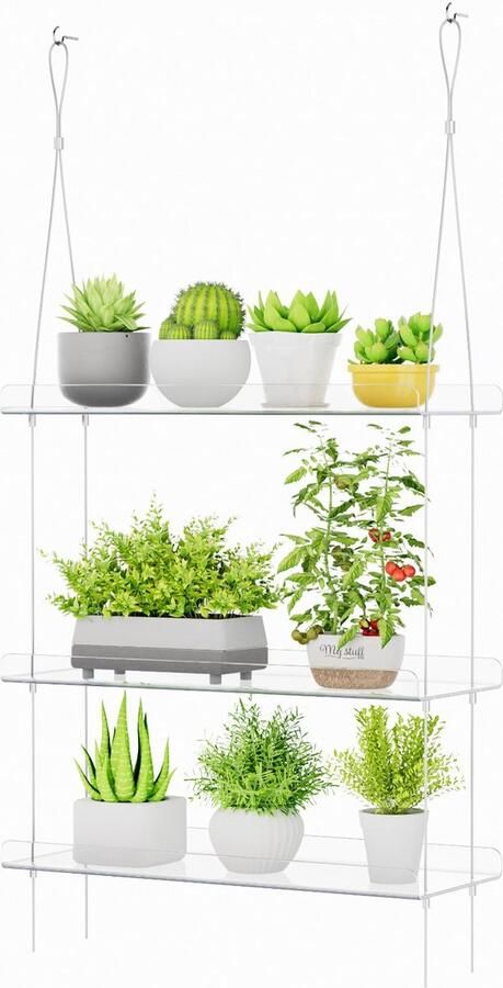 La'Moussawi Transparant Kunststof Plantenrek met Meerdere Niveaus voor Ruimtes en Decoraties