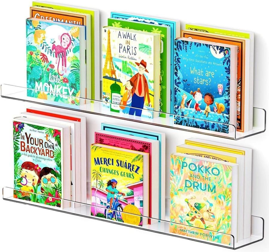 La'Moussawi Transparante Muurplanken voor Kinderboeken en Decoratie Set van 2 61 cm