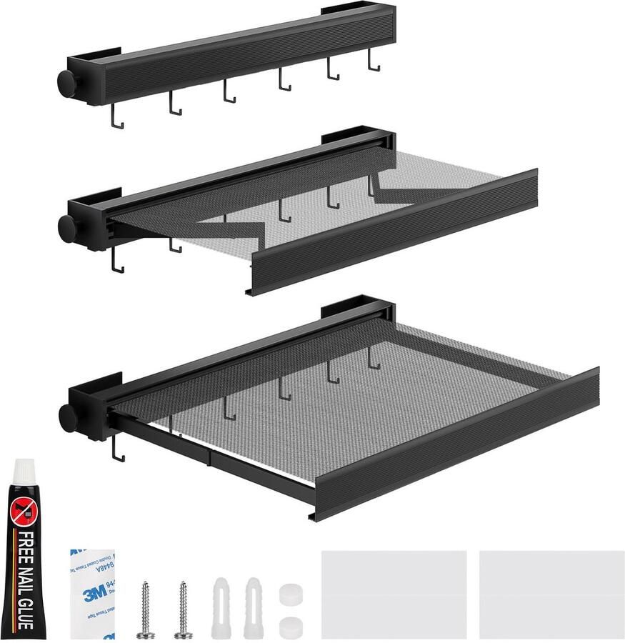 La'Moussawi Uitbreidbaar Wandgemonteerd Droogrek van Hoogwaardig Aluminium voor Droogbehoeften