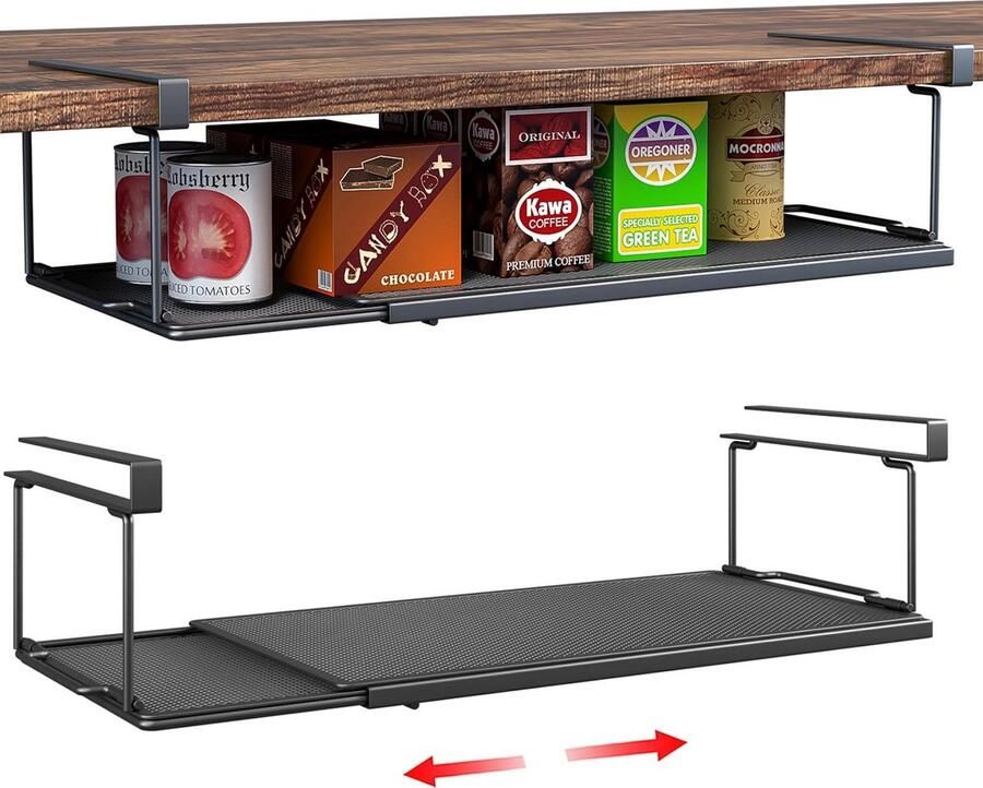 La'Moussawi Verstelbaar Metalen Opslagrek voor Onder Planken met Mand voor Keuken en Kast Organisatie