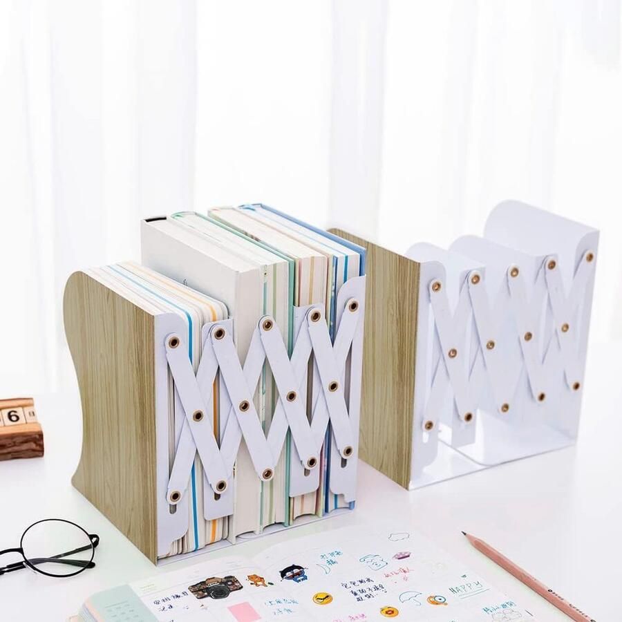 La'Moussawi Verstelbare Metalen Boekensteunen met Magnetische Grip en Ruimtebesparend Ontwerp voor Bureau en Plank