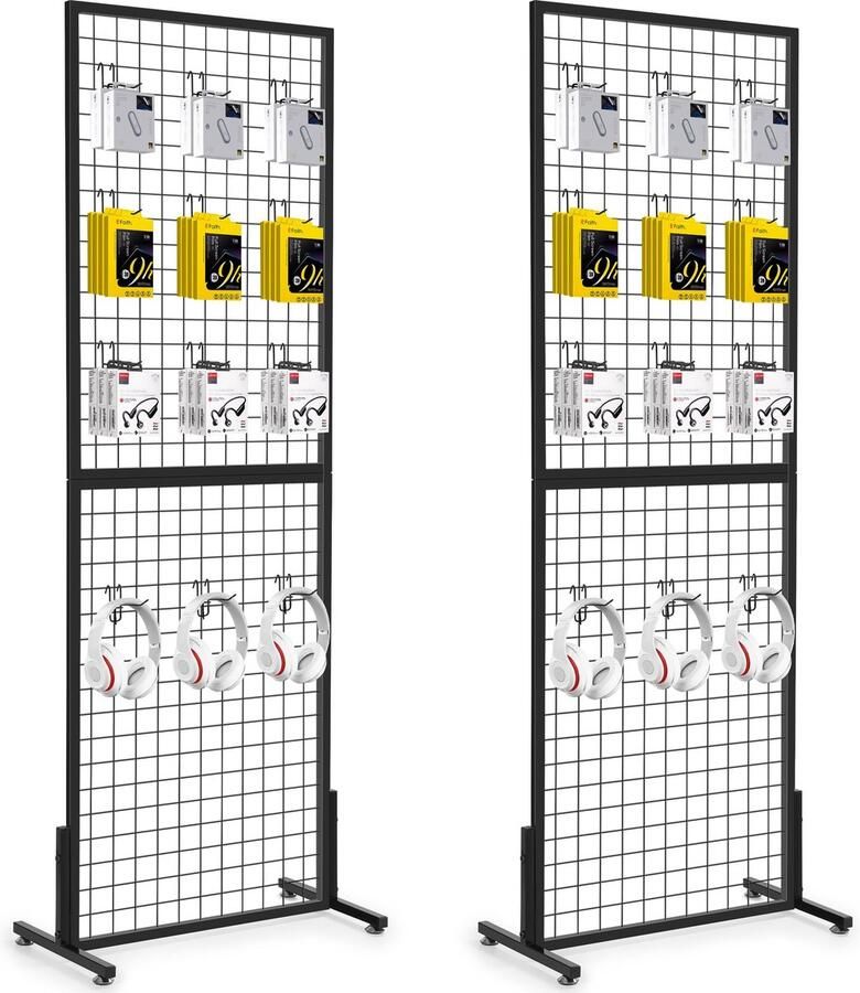 La'Moussawi Verstelbare Metalen Roosterwandpanelen met Inclusieve Accessoires voor Creatieve Displays
