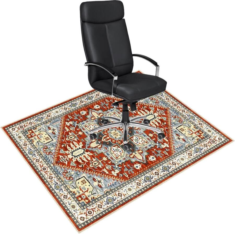 La'Moussawi Vintage Stijl Vloerbeschermingsmat voor Bureaustoelen met Luxe Bedrukte Stof voor Harde Vloeren