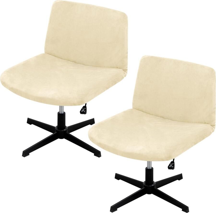 La'Moussawi Wasbare Fluwelen Stoelhoezen voor Barkrukken en Bureaustoelen 2-delige Set in Beige Groot