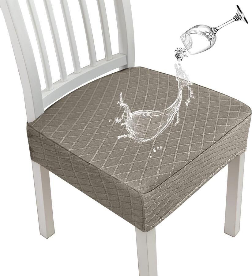 La'Moussawi Waterafstotende en Rekbare Stoelhoezen voor Eetkamerstoelen in Stijlvolle Taupe Set van 4