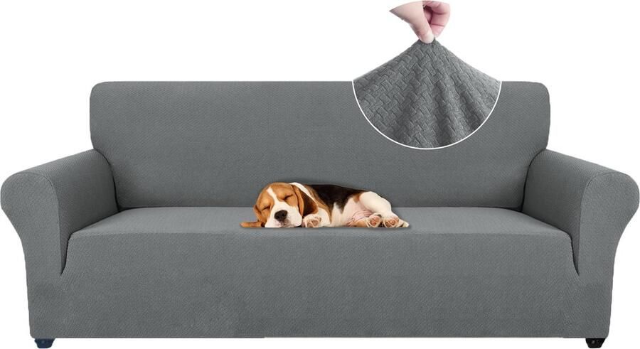 La'Moussawi Ystyle Bankhoes met armleuning stretch antislip modern voor honden en huisdieren ademend met elastische onderkant 3-zits lichtgrijs