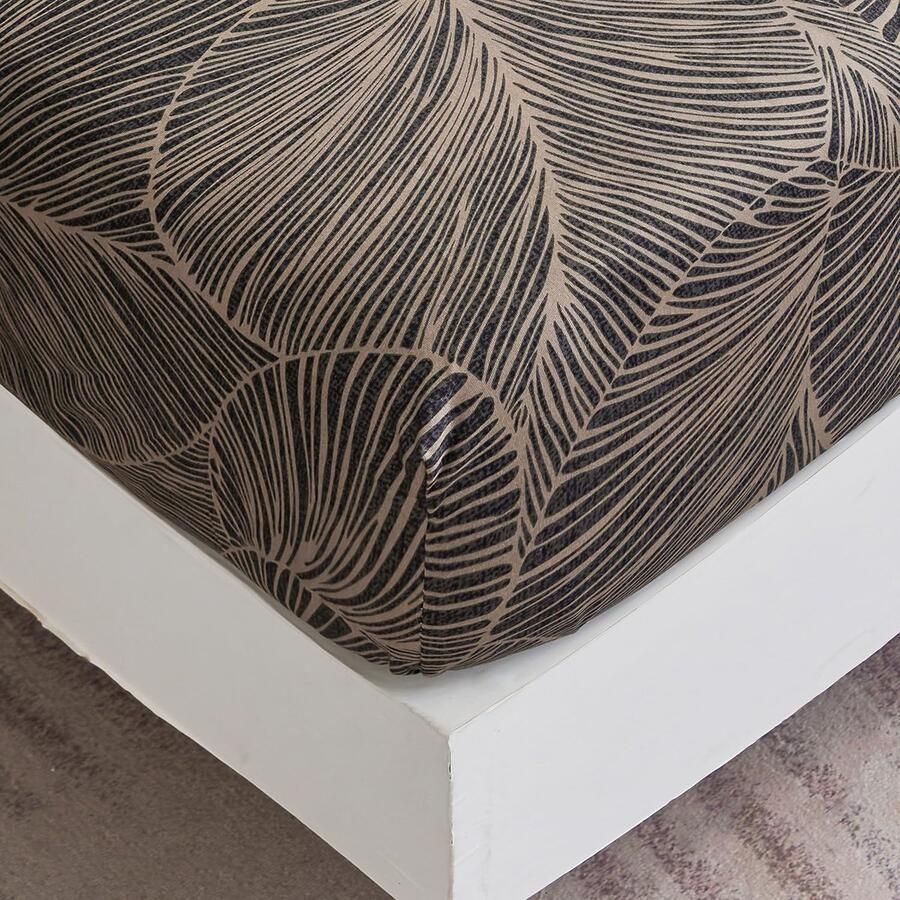 La'Moussawi Zacht en Ademend Hoeslaken met Tropisch Bladerpatroon voor Matrassen tot 30 cm Hoogte