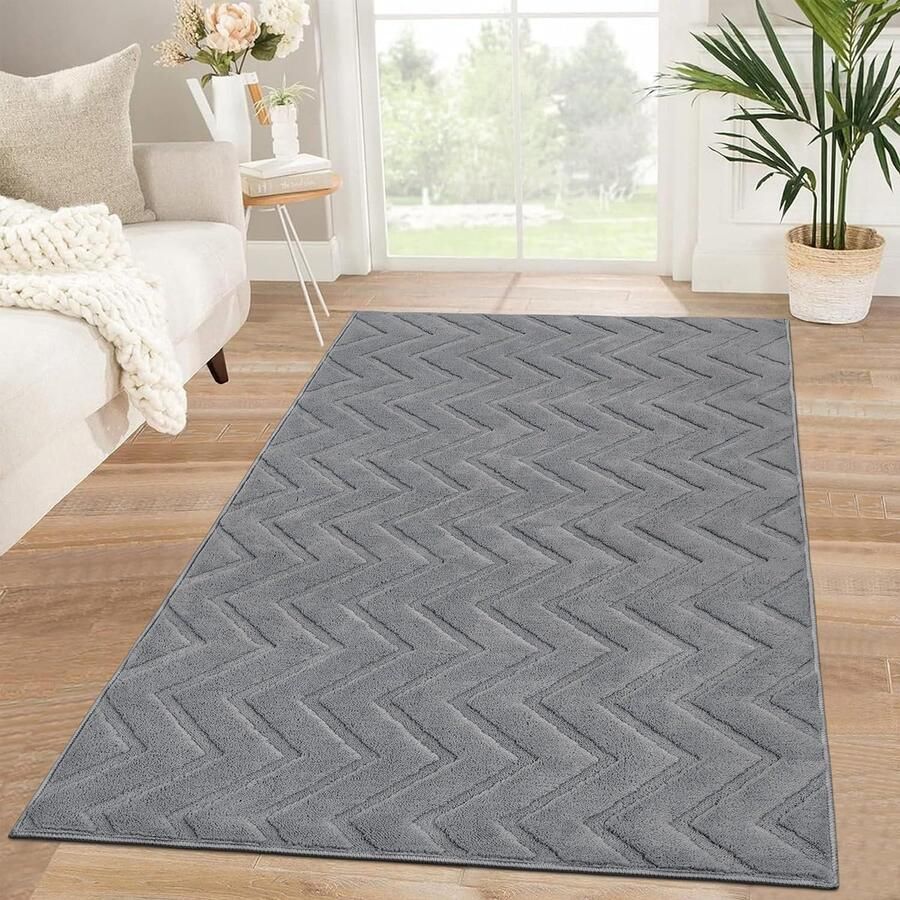 La'Moussawi Zacht en Modern Laagpolig Tapijt voor Woonkamer en Slaapkamer Antislip en Wasbaar Grijs