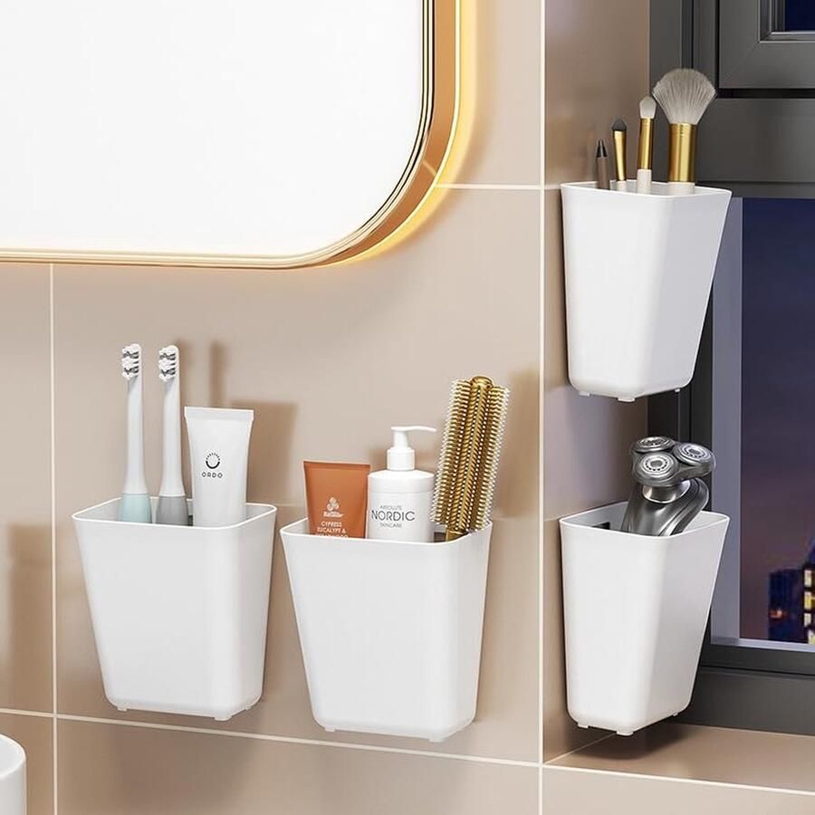 La'Moussawi Zelfklevende Wandgemonteerde Opbergdozen voor Keuken Badkamer en Kast met Verhoogde Capaciteit