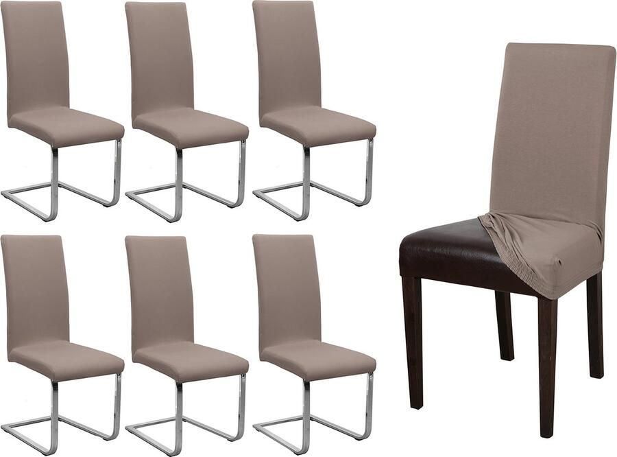 La'Moussawi Zesdelige Set Elastische Stoelhoezen in Kleur naar Keuze voor Perfecte Pasvorm